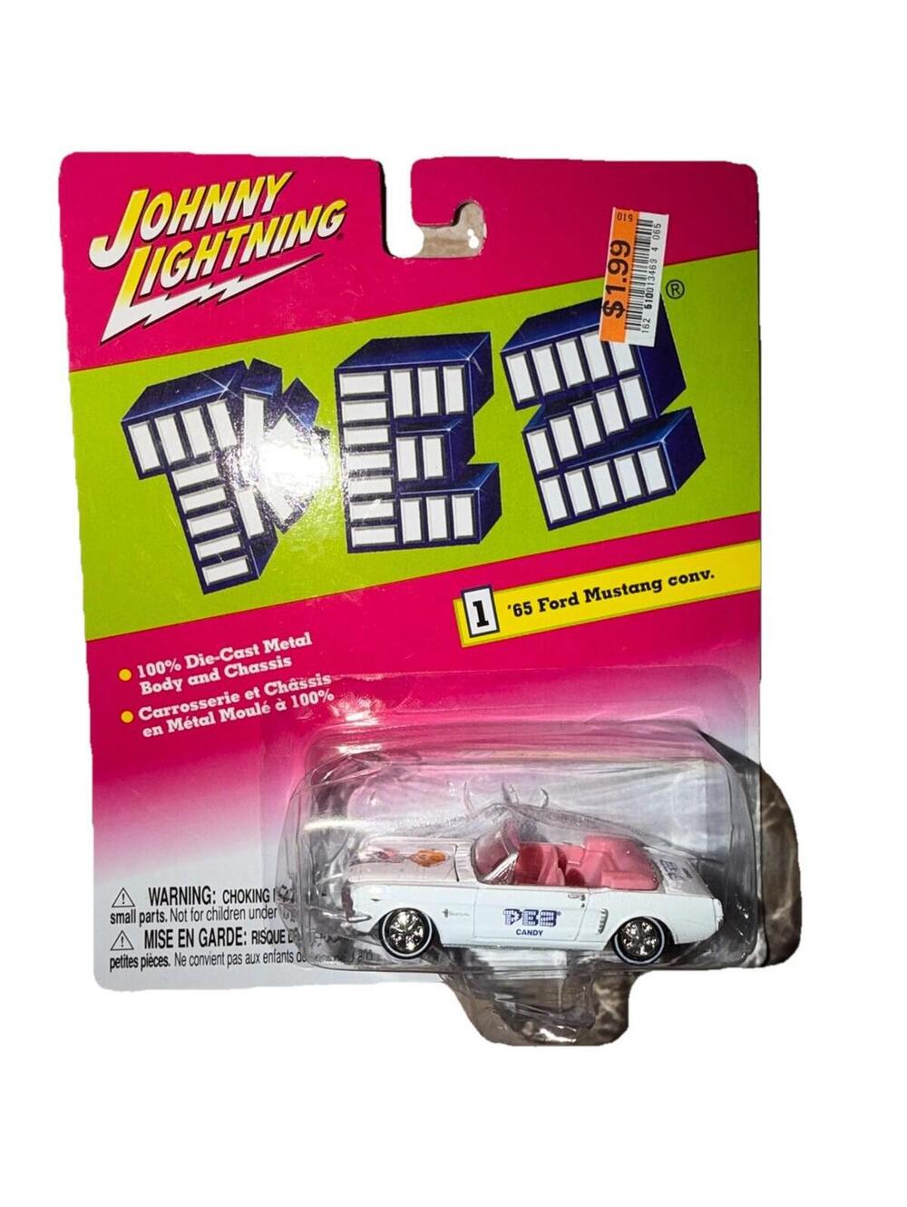 Johnny Lightning PEZ '65 Ford Mustang Convertible Die-Cast Metal Car